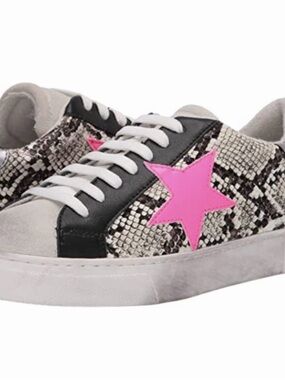 Steve Madden Snake-Print Low Top Sneakers with Pink Star